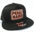 PEDAL HARD Prime Snapback hat front black snapback hat with Bmore Orange logo for BMX MTB and cycling riders